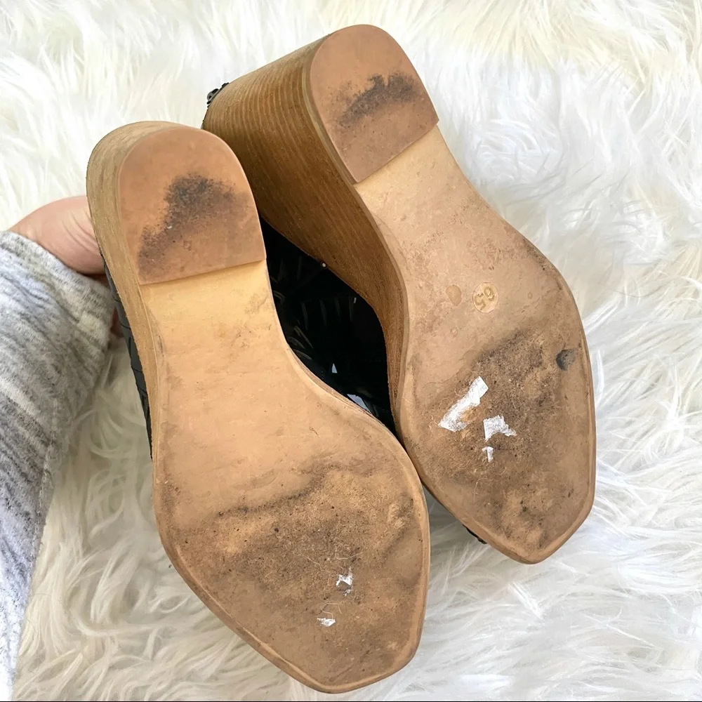 Jeffrey Campbell Black Rodillo Laser Cut Wedges Sz 6.5 - Picture 8 of 11